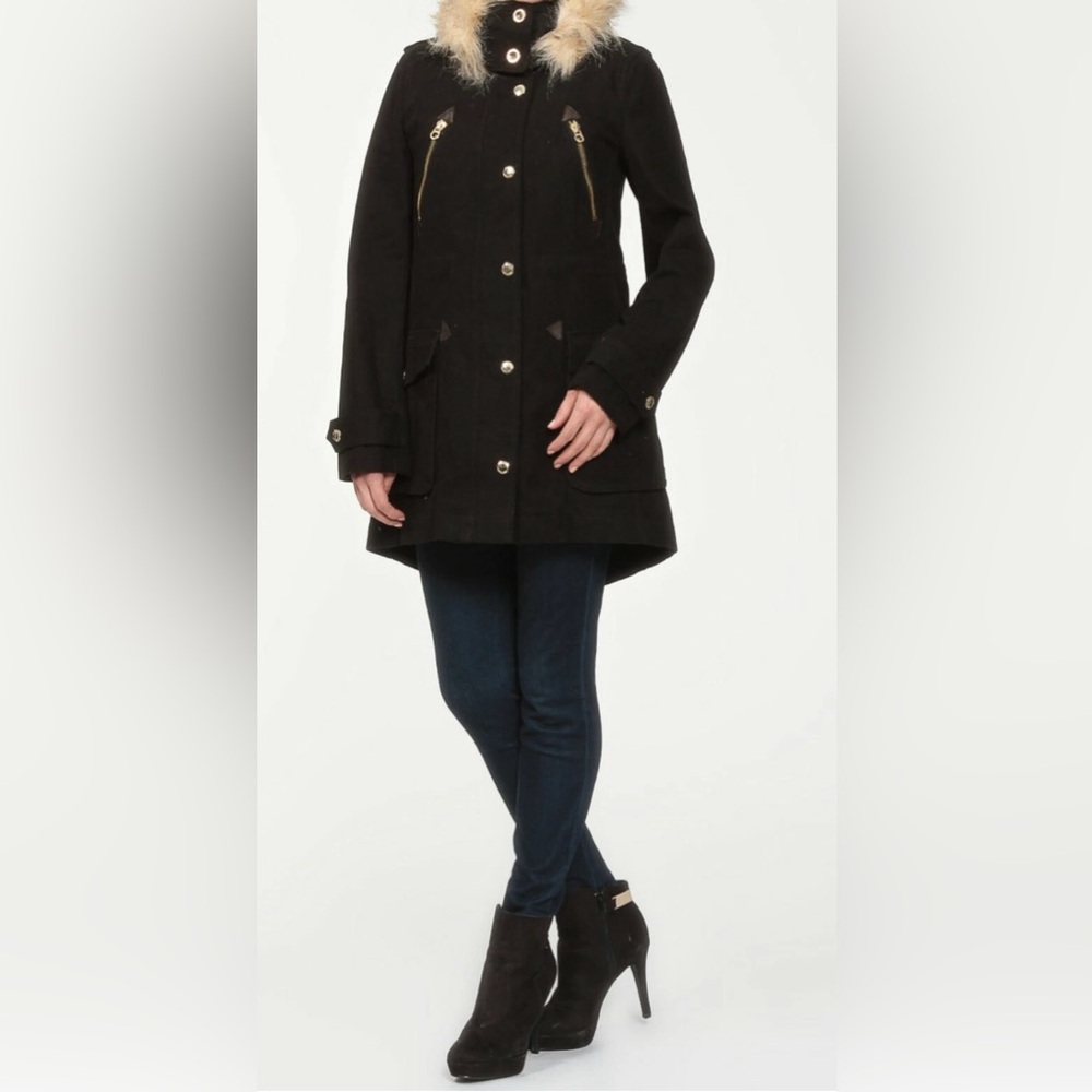 RARE JUICY COUTURE Luxe Parka JACKET COAT Removable Faux FUR Lining